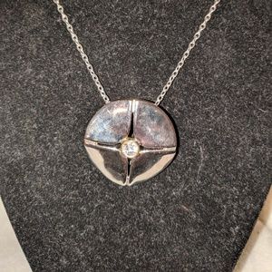Circular Pie Cut Gold/Silver Tone Pendant Necklace